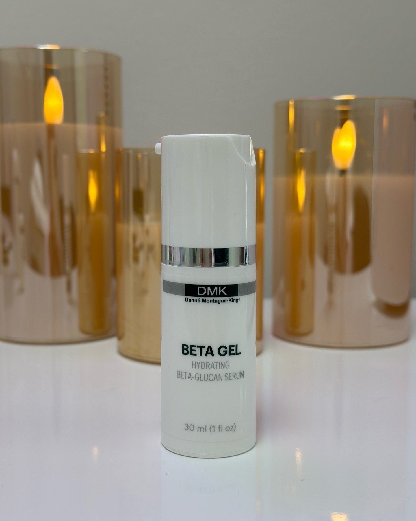 nn DMK BETA GEL hydrating beta-glucan serum in pump bottle.