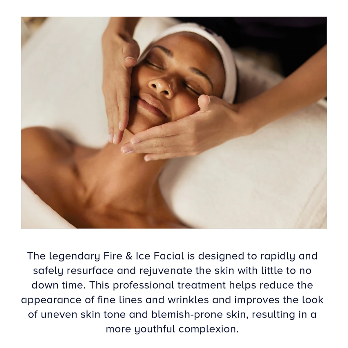 nn Facial treatment with hands massaging a woman's face.