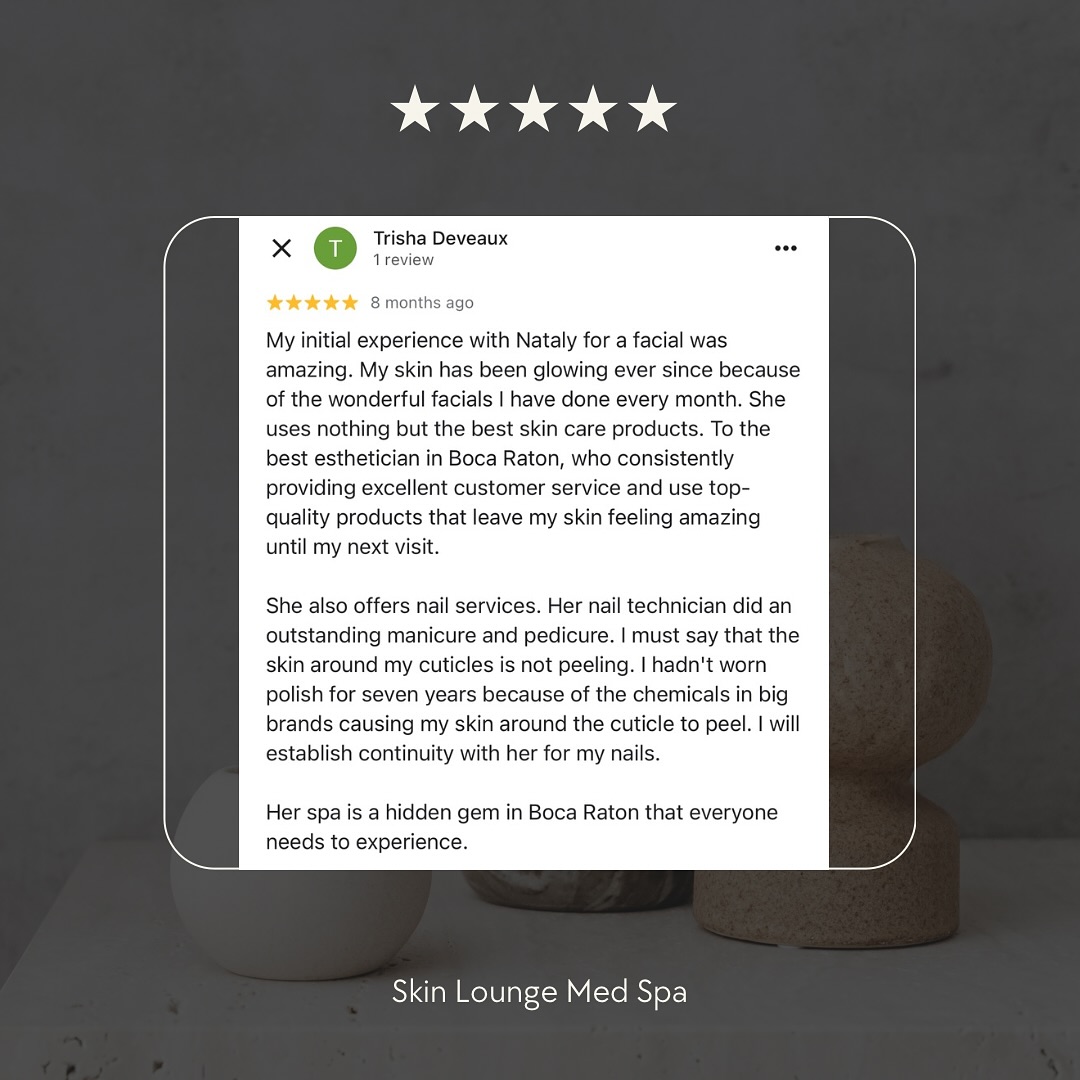 nn Skin Lounge Med Spa review with stars and text.